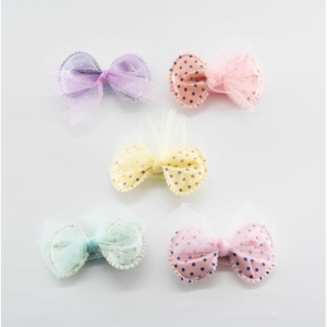 Set 2 Agrafe de Par pentru Fetite, model Fundite cu Buline, Diverse Culori - Img 2