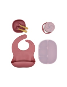 Set de Diversificare Bebe Silicon, 6 Piese, Dark Pink