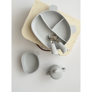 Set Diversificare 5 Piese, Silicon, Bebelusi si Copii, Gri, 5 Piese, 6 luni + - Img 2