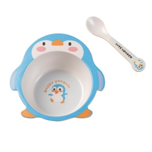 Set Diversificare Bebelusi, 2 Piese, Bambus, Model Pinguin