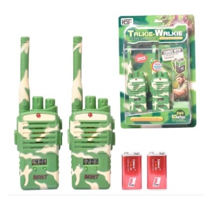 Set două Stații Walkie-Talkie Copii, Model Camuflaj Militar Green, Jucărie Interactivă, 3ani+