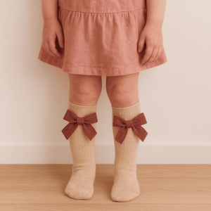Sosete pentru Copii, Roz, Model cu Funda Roz, Bumbac, 2-5 ani