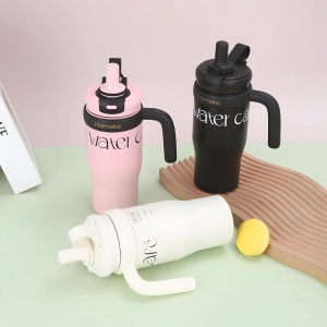 Termos Pentru Adulti cu Pai si Maner, Otel Inoxidabil, Alb, 550 ml - Img 5