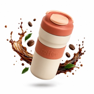 Termos pentru Adulti, cu Termometru Digital, Maner, Otel Inoxidabil, Alb/Crem, 450ml