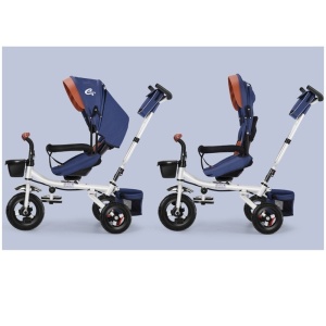 Tricicleta Pentru Copii, Scaun Pivotant la 360, Spatar cu 3 Pozitii, Gri/Negru - Img 2