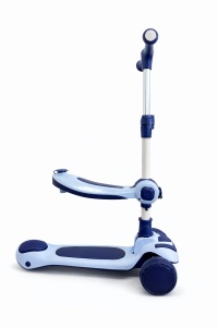 Trotineta Copii cu Sezut, Transformabila 2in1, Lumini, Ghidon Reglabil, Albastru, 2 ani+