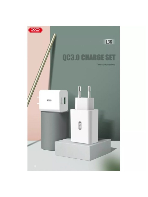 Зарядно устройство 220V XO L36 18W USB A за бърз пренос на данни