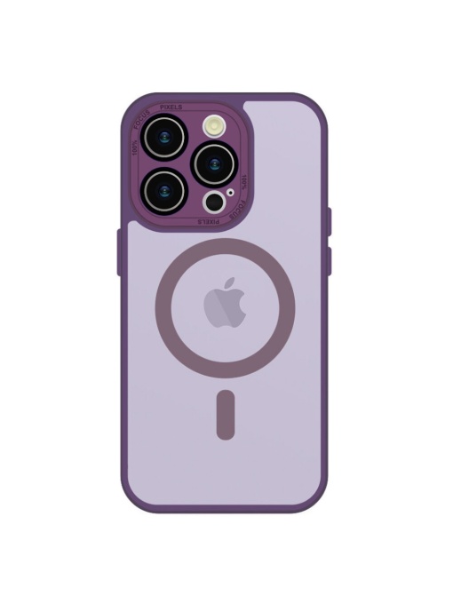 Лилав Mag Safe с предпазно стъкло на камерата за iPhone 16 Pro с прецизни изрязвания за камера и бутони