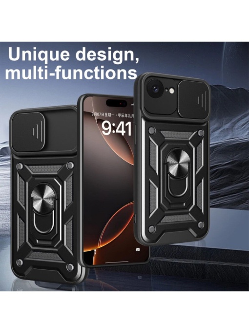 Противоударен черен гръб Camera Cover за iPhone 16e