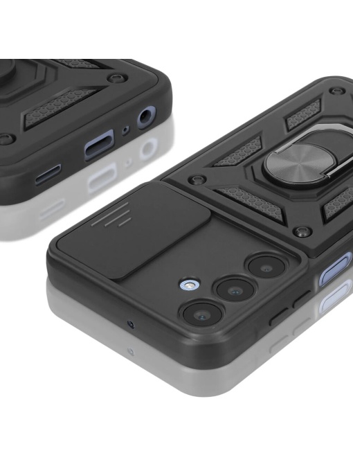 Противоударен черен калъф Camera Cover за Samsung A24 с прецизни изрязвания за камера и бутони