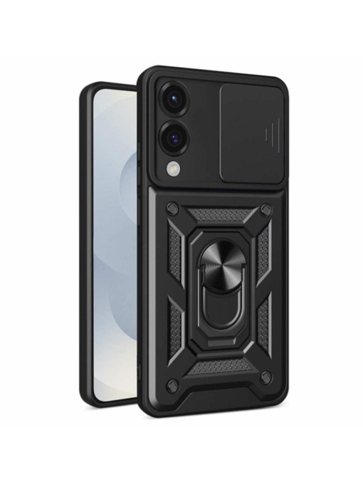 Противоударен черен гръб Camera Cover за Samsung Galaxy S25 Edge със защита от удари и надрасквания
