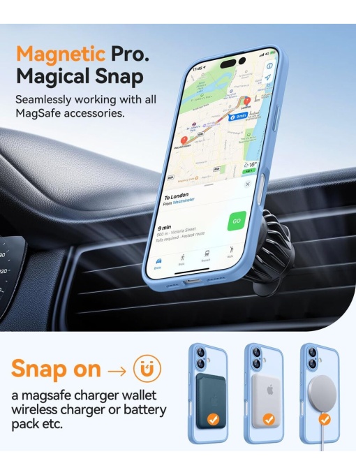 Светло Син Mag Safe с предпазно стъкло на камерата за iPhone 17