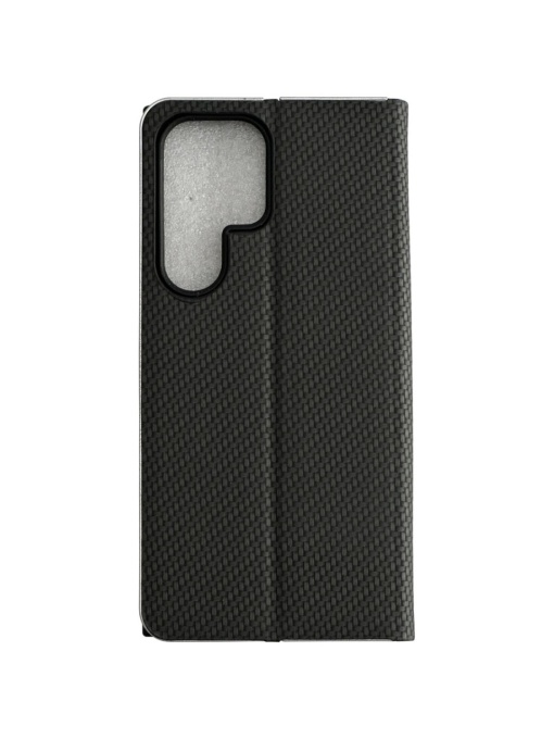 Kалъф тефтер черен CARBON WITH FRAME за Samsung S22 Ultra за защита на дисплея и гърба