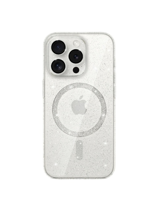 Бял кейс Gliter MagSafe за iPhone 16 Pro Max