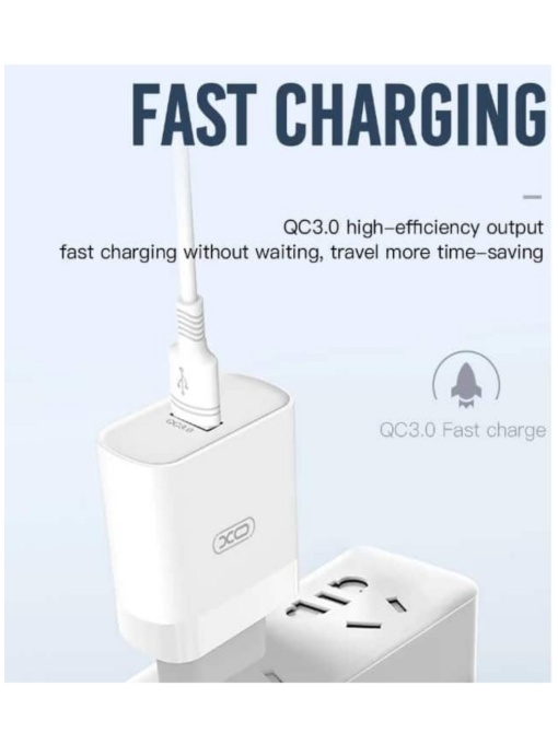 Зарядно XO L63 15W 2 4A QC3 Type C кабел със здрава оплетка