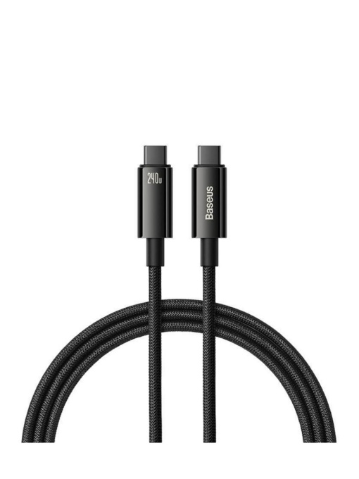 Кабел Baseus Tungsten USB C към USB C 240W 1 m черен за бърз пренос на данни