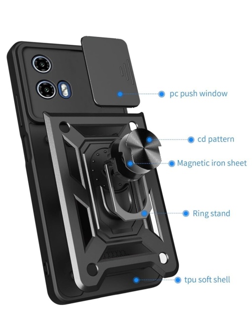 Противоударен черен гръб Camera Cover за Moto G35