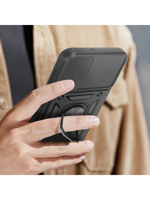 Противоударен черен кейс Camera Cover за Samsung Galaxy S26 със защита от удари и надрасквания