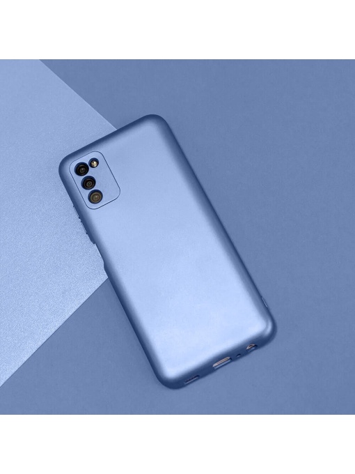 Син Силиконов Гръб с Металически Ефект Metallic Silicone за Samsung A03s със защита от удари и надрасквания