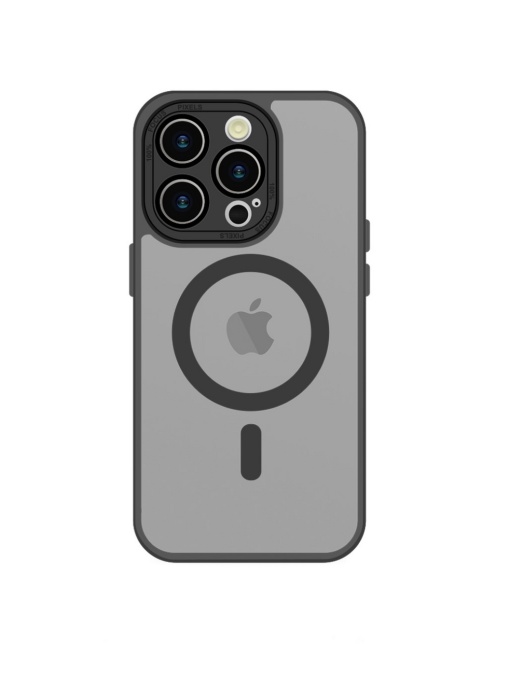 Черен кейс Mag Safe с предпазно стъкло на камерите за IPHONE 15 Pro