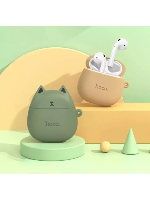 Bluetooth слушалки Hoco EW45 True wireless тъмно зелени с кристален звук и дълбоки баси