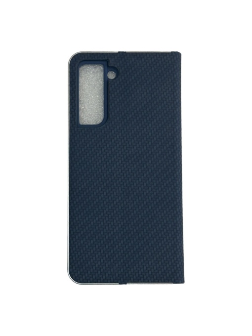 Kалъф тефтер син CARBON WITH FRAME за Samsung S21 за защита на дисплея и гърба