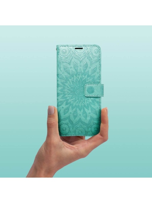 Дамски калъф тефтер MEZZO зелен за Samsung A16 за защита на дисплея и гърба
