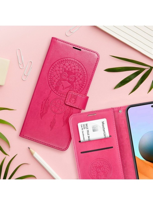 Дамски калъф тефтер MEZZO червен за Samsung A15 с място за карти и банкноти