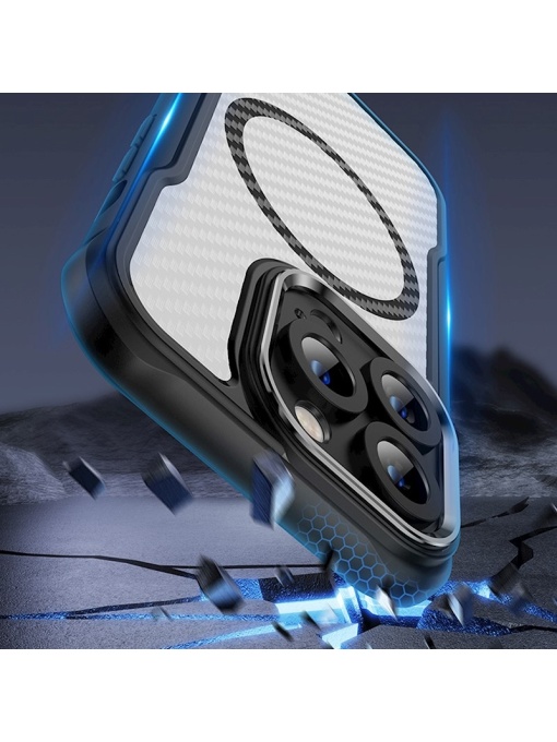 Карбонов Гръб Defender Carbon с MagSafe за iPhone 15 Pro Max със защита от удари и надрасквания
