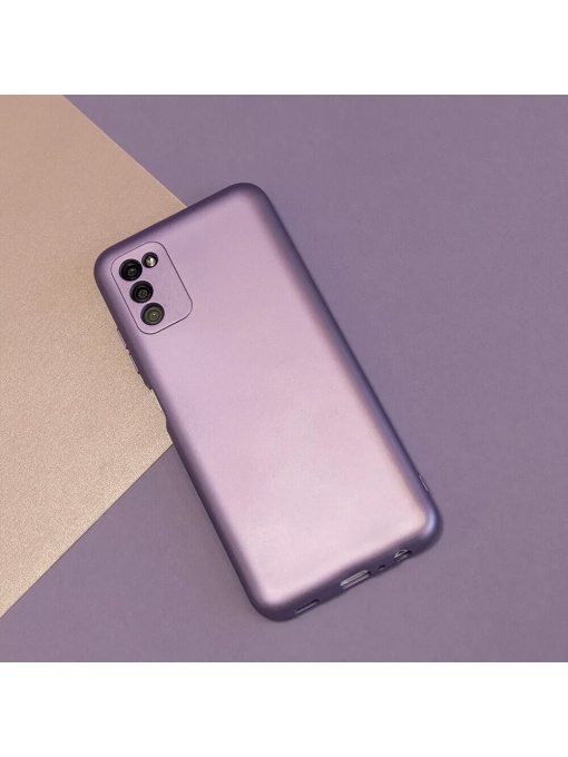 Лилав Силиконов Гръб с Металически Ефект Metallic Silicone за Samsung A03s със защита от удари и надрасквания