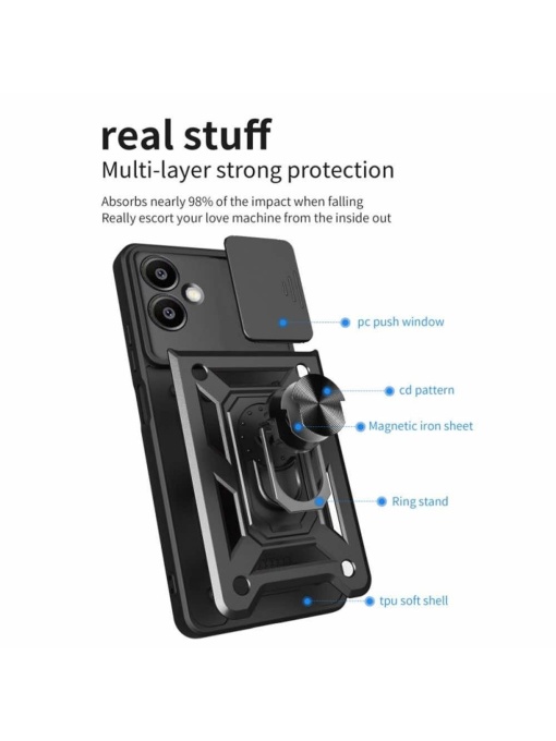 Противоударен черен калъф Camera Cover за Samsung Galaxy S25 Edge