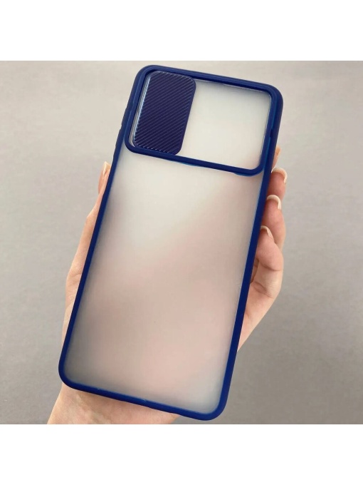 Син Гръб Camera Cover за Samsung A12 със защита от удари и надрасквания