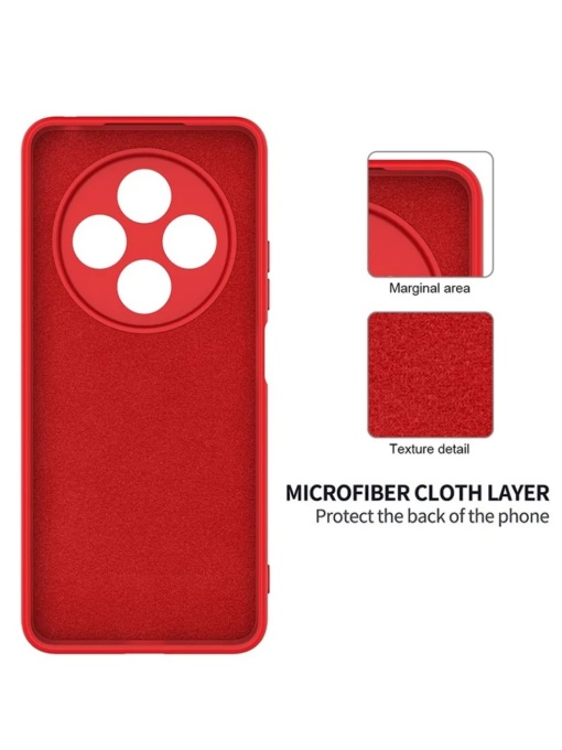 Червен силиконов гръб Poly с велур отвътре за Xiaomi Redmi 14C