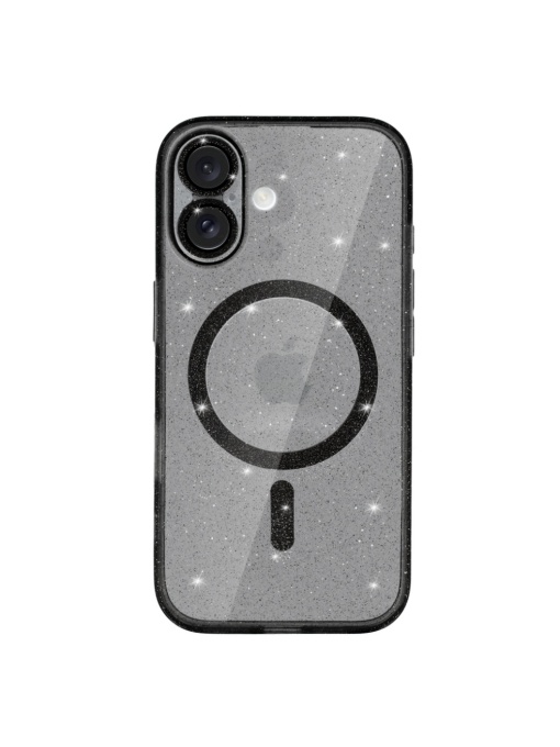 Черен гръб Gliter MagSafe за iPhone 16