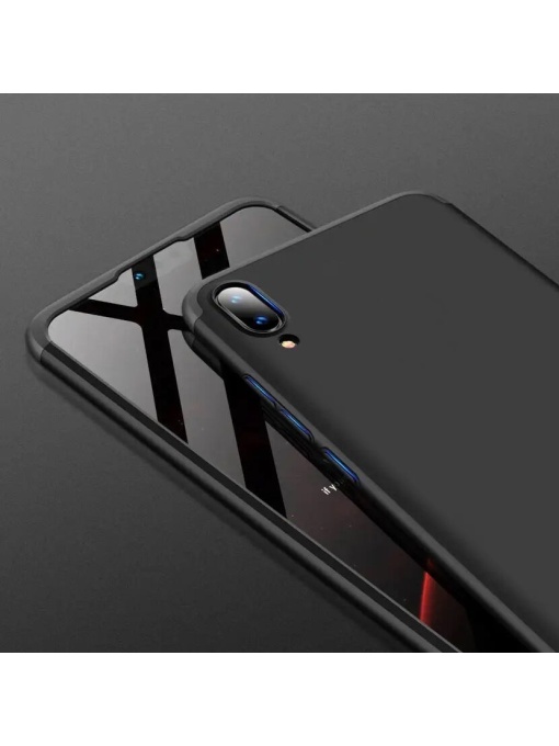 Черен Обгръщащ Пластмасов калъф от 3 части за Samsung Galaxy A40
