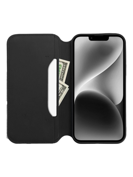 Черен Тефтер Dual Pocket за Samsung A14 с място за карти и банкноти