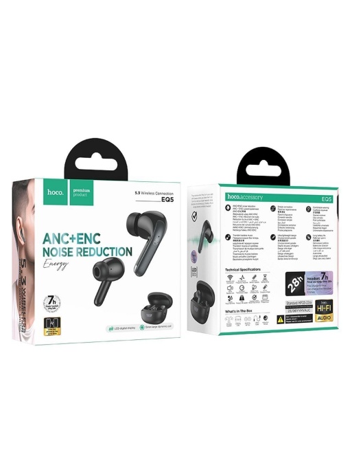 BLUETOOTH Слушалките HOCO EQ5 с шумоподтискане ANC и ENC с дълга работа на батерията