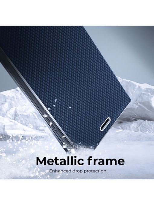 Kалъф тефтер син CARBON WITH FRAME за Samsung S22 с функция стойка за видео