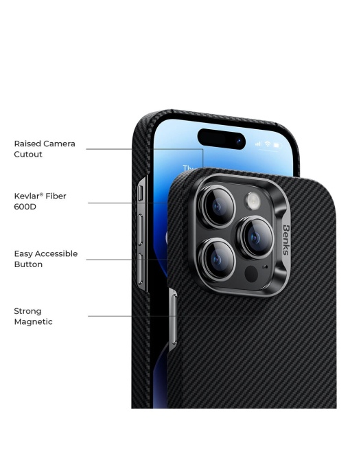 Kevlar Benks Case MagSafe за iPhone 16 Pro с тънък профил и лек дизайн