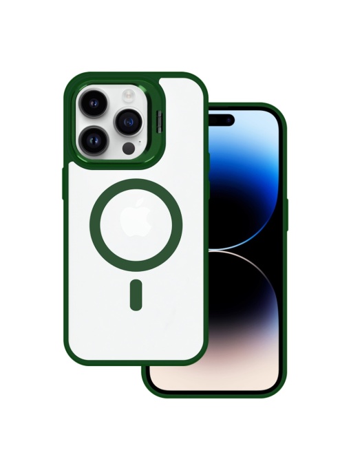 Зелен гръб Kickstand Luxury MagSafe за iPhone 15 Pro със защита от удари и надрасквания