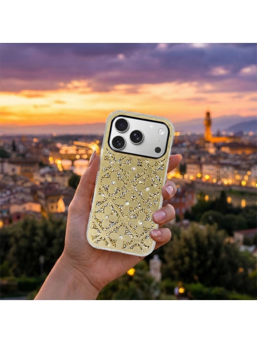 Златен гръб с цветя и камъчета "Flower Case" за Samsung Galaxy A57 - Img 3