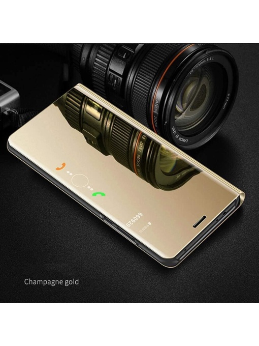 Златен Тефтер Clear View за Samsung A6 2018 с място за карти и банкноти
