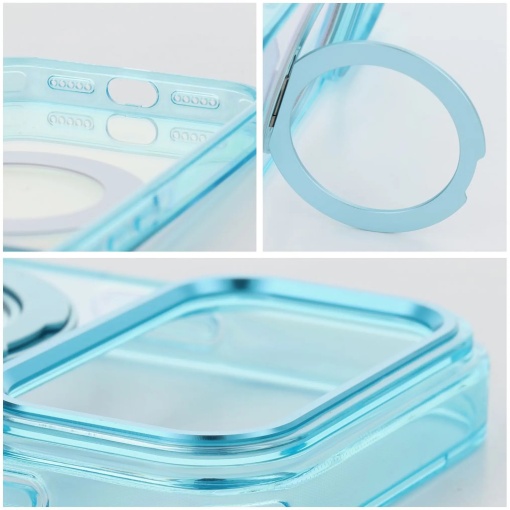 Кейс Frame Circle Stand за iPhone 18 Pro, съвместим с MagSafe – светло син - Img 3