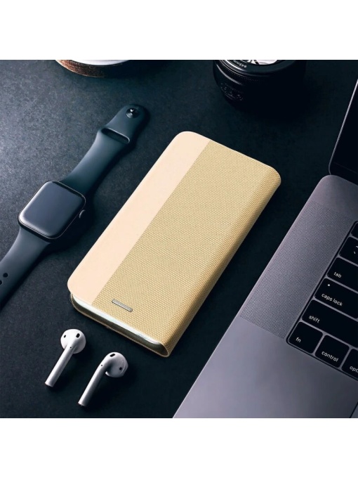 Нежен Златист Калъф Тип Тефтер Sensitive за Samsung A21s с магнитно затваряне