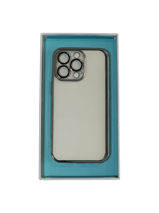 Прозрачен гръб JOYROOM със стъклено покритие на камерата и сива рамка за IPHONE 12 Pro