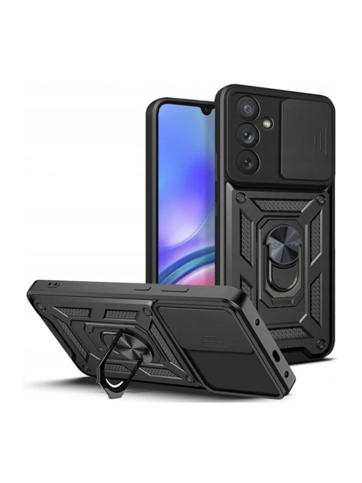 Противоударен черен калъф Camera Cover за Samsung Galaxy A56 с прецизни изрязвания за камера и бутони