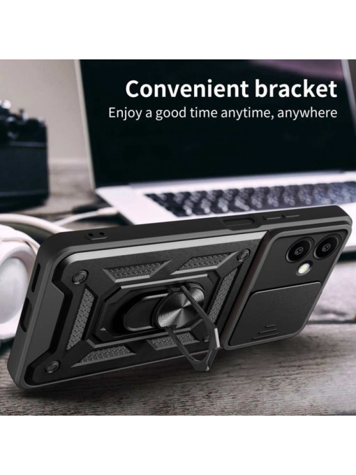 Противоударен черен калъф Camera Cover за Samsung Galaxy S25 Edge със защита от удари и надрасквания