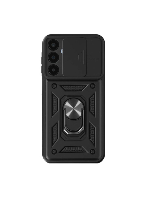Противоударен черен калъф Camera Cover за Samsung Galaxy S25 FE с прецизни изрязвания за камера и бутони