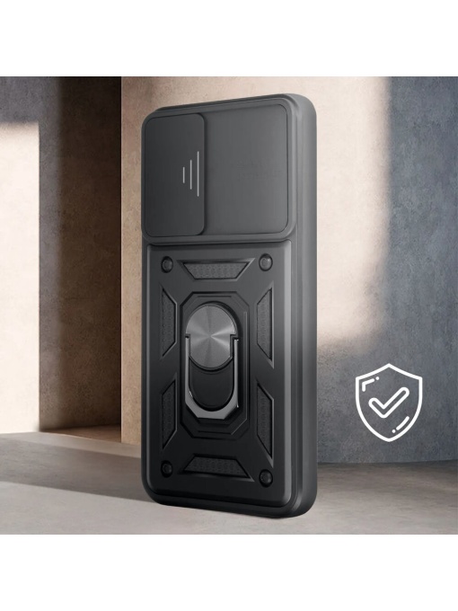 Противоударен черен гръб Camera Cover за Samsung Galaxy S25 със защита от удари и надрасквания