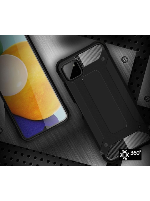 Удароустойчив черен гръб Bronya за Samsung Galaxy A22 5G със защита от удари и надрасквания